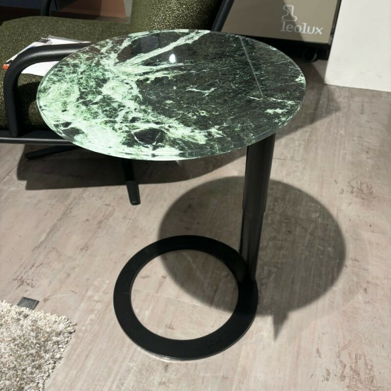 Ronald Schmitt Design - Beistelltisch Rondo Platte Glas Optiwhite Digitaldruck Grün Gestell Metall Tiefschwarz Stufenlos Höhenverstellbar - 4