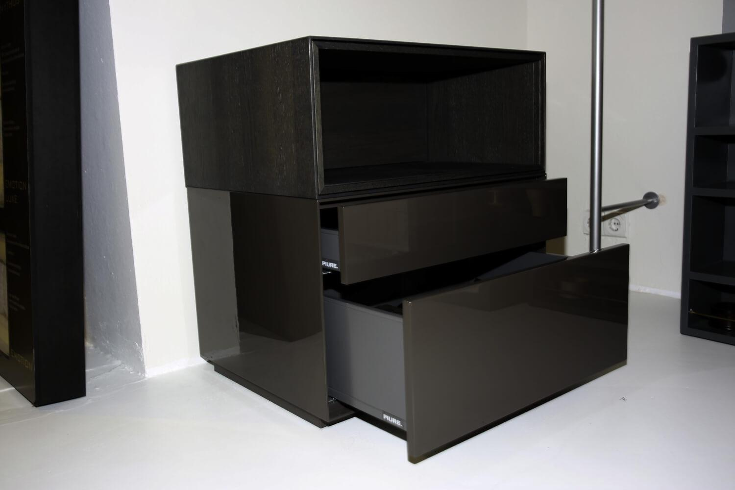 Piure - Nachtkommode Nex Lack Hochglanz Coffee Box Offen Stehend Eiche Grey - 4