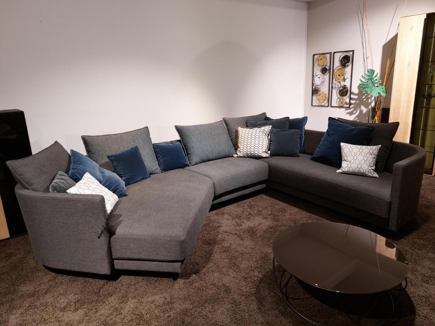 Rolf Benz - Ecksofa Onda Stoff 17.300 Dunkel Schwarz Grau Fuß Massivholz Eiche Schwarz Lackiert Inklusive 9 Bliesen Kissen Und 4 Polsterkissen Ohne Couchtisch - 5