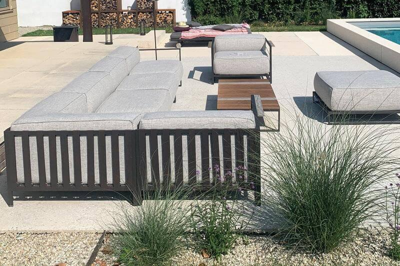 Talenti - Loungegruppe Icon Casilda Outdoor Stoff Melange Grau Gestell Metall Mokka Inklusive Abdeckungen - 2