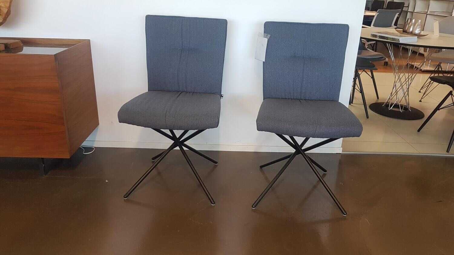 2er-Set Stuhl Koa WK 703 Stoff JAB W1 Woolen Grau Kreuzfuß Puverbeschichtet Schwarz