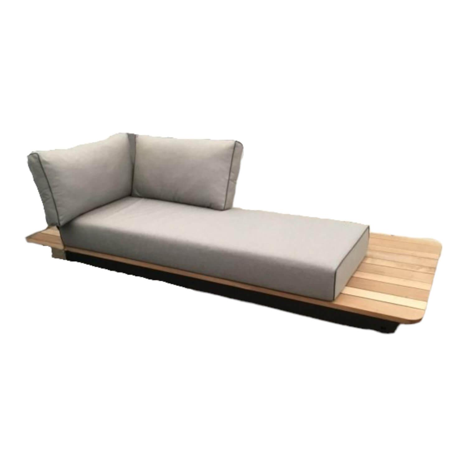 Outdoor-Recamiere Air Sitzplatte Holz Iroko Untergestell Farbe Lava Kissen Grau
