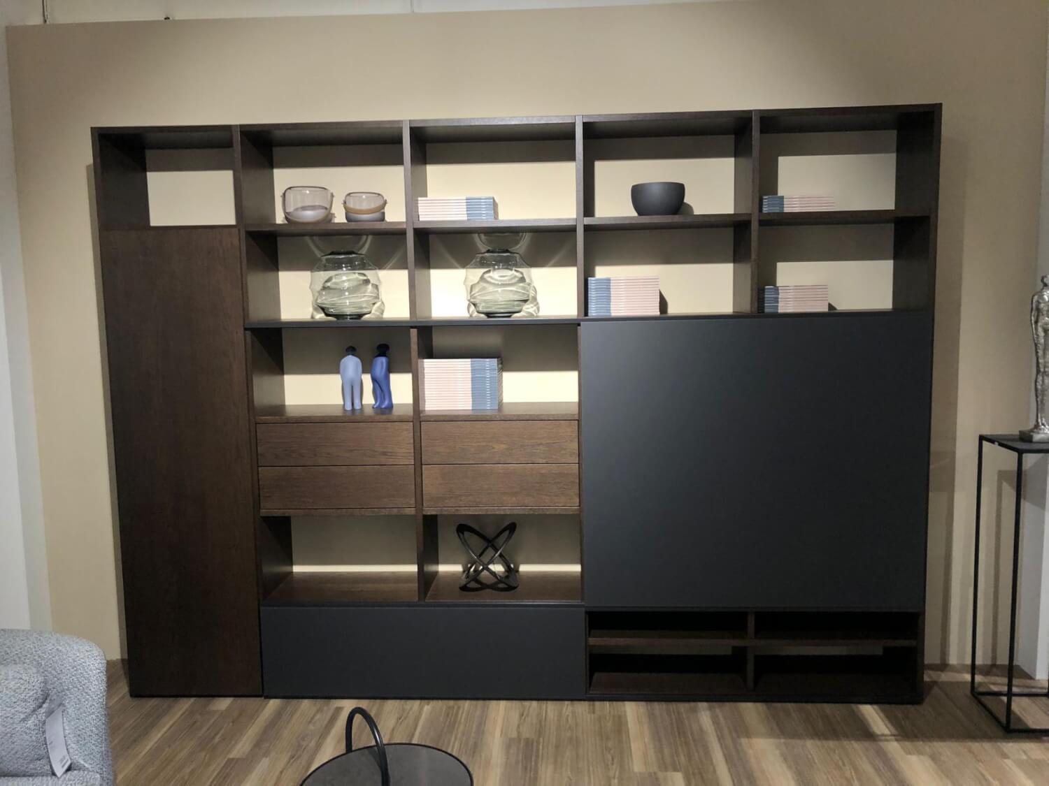 Sudbrock - Wall unit Focus Wild oak Coffe Dark brown Glass Cosmos Black Frosted Without decoration - 4