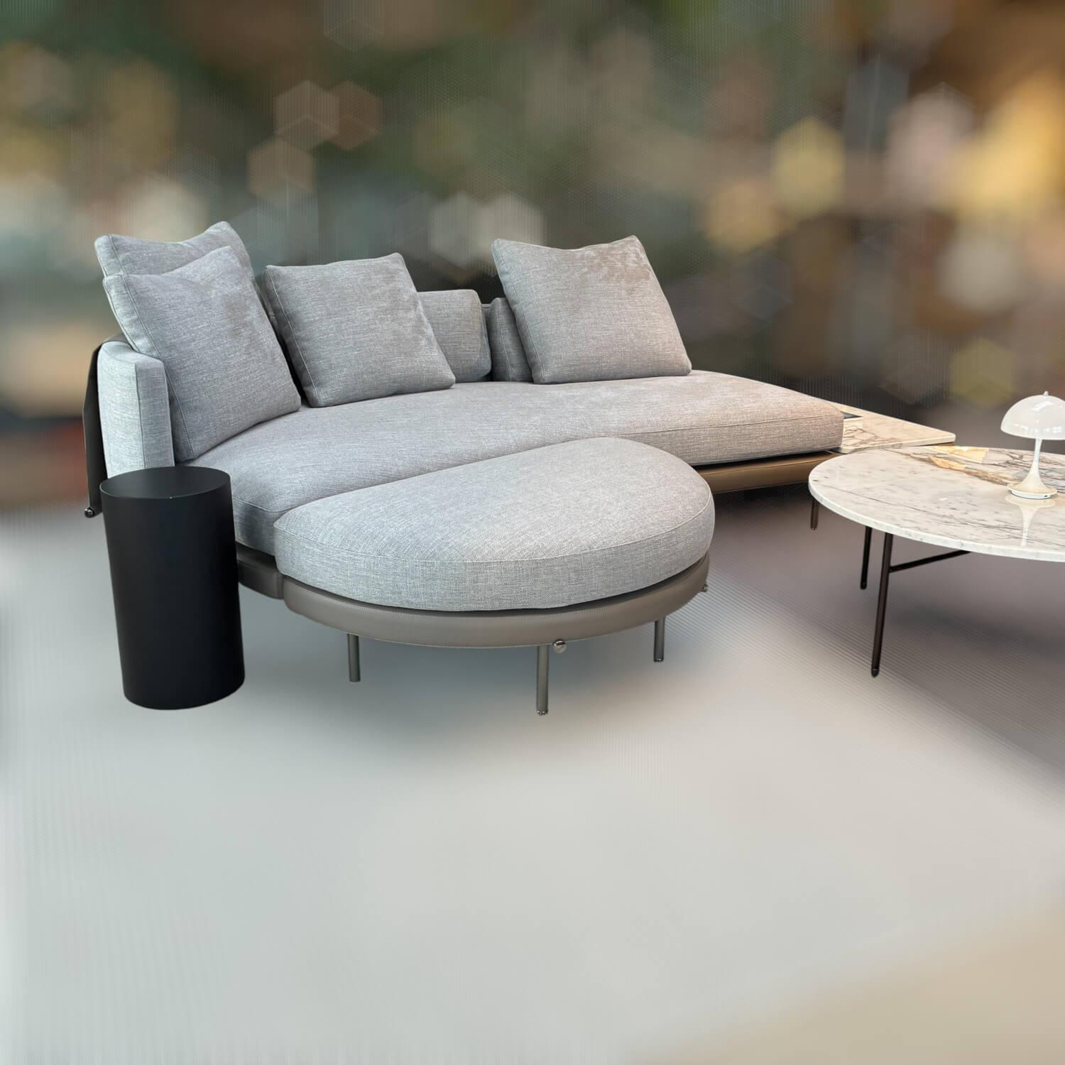 Minotti - Sofa Torii Low Schräges Sofa Stoff Dry Agento Braun-Grau Abgewinkelt Mit Ablage aus Marmor Stoff Braun-Grau Leder Grün-Braun - 2