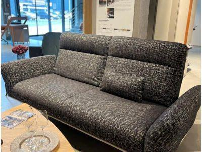 Hülsta - Sofa hs.460 Stoff 08274 Schwarz-Blau Füße Aluminium - 5