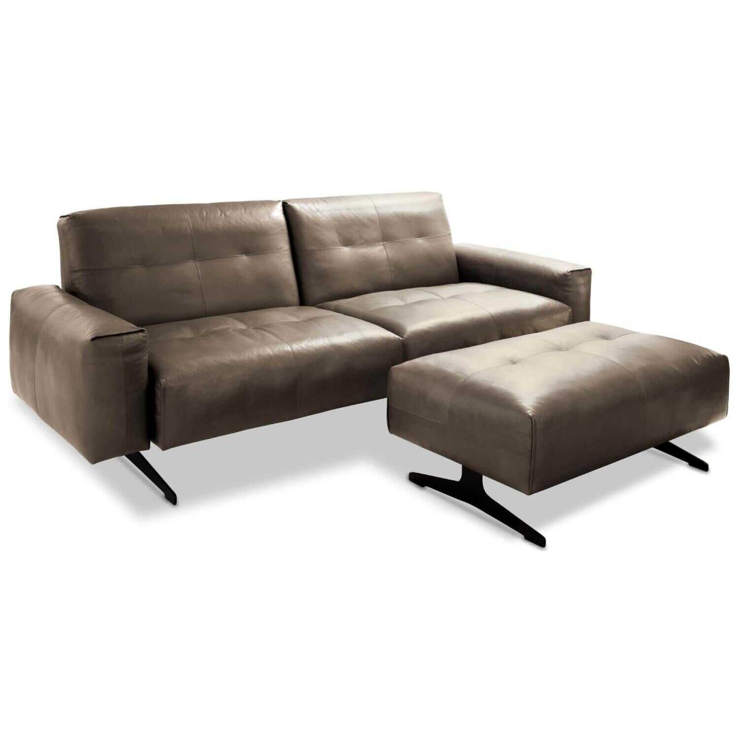 rolf-benz-sofa-50-leder-braun-kufe-schwarz-mit-hocker-a1467eb7144d Rolf Benz - Sofa 50 Leder Braun Kufe Schwarz mit Hocker - 1