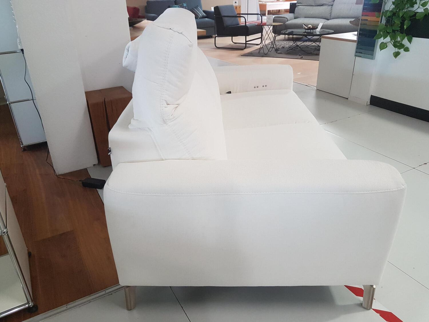 WK Wohnen - Sofa Venosa Stoff Cl.4 Nevio Weiß mit Verstellfunktion - 4