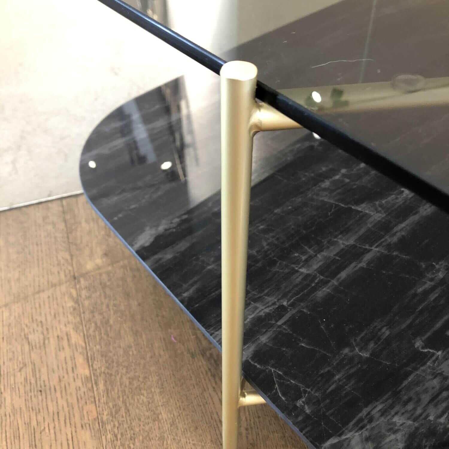 Tisch Clyde Transparent Rauchglas Feinsteinzeug in Marmoroptik