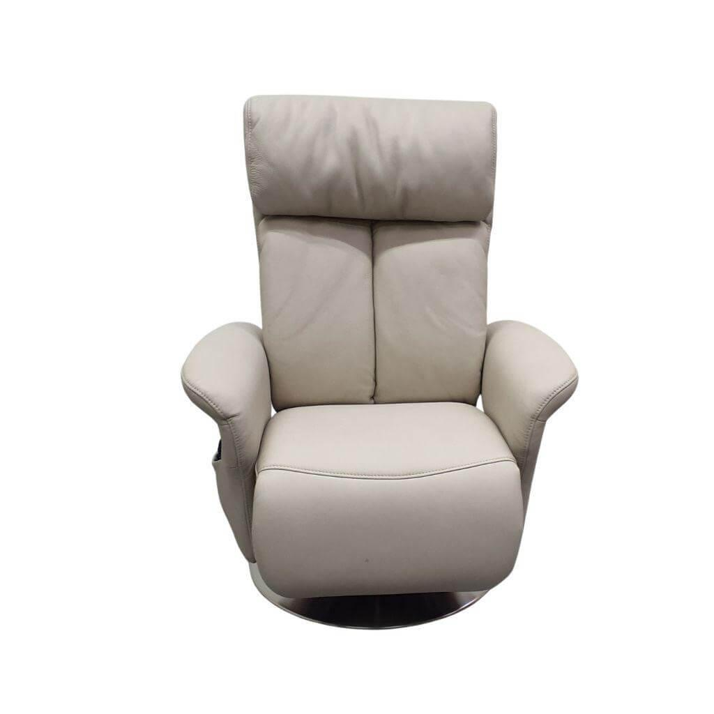 himolla - Relaxsessel Easyswing "S" 2-Motorisch Leder 35 Mariposa Alabaster Beige Mit Tellerfuß Edelstahl - 1