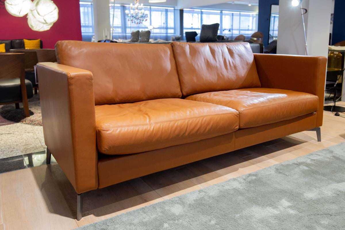 Cramer Polstermanufaktur - Sofa Sacco 3-Sitzer Leder Sauvage Havanna Cognac Braun Gestell Anthrazit Pulverbeschichtet - 3