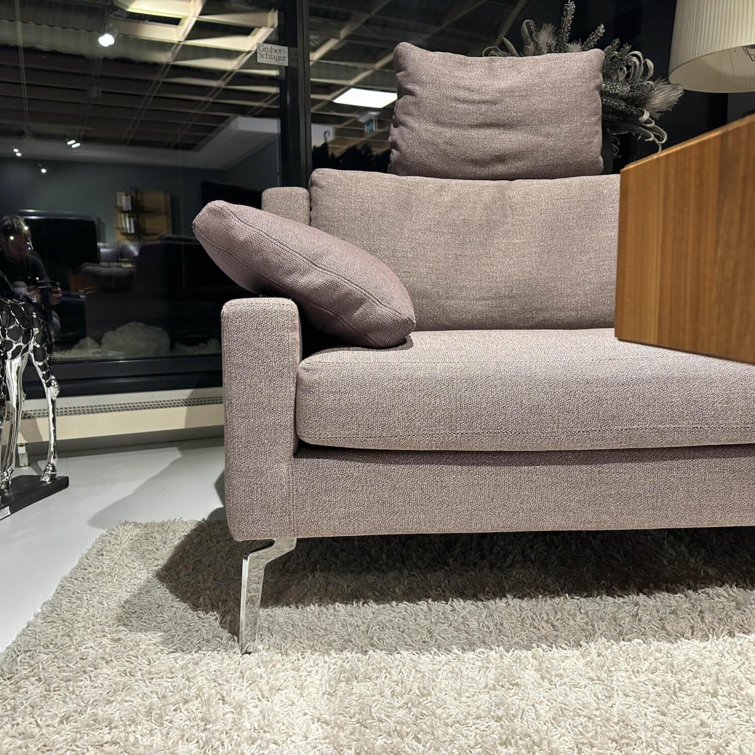Werther - Ecksofa Skagen Stoff U 3255 K Tala Rosé Grau Rosa Gestell Chrom Glänzend Inklusive Kissen - 7