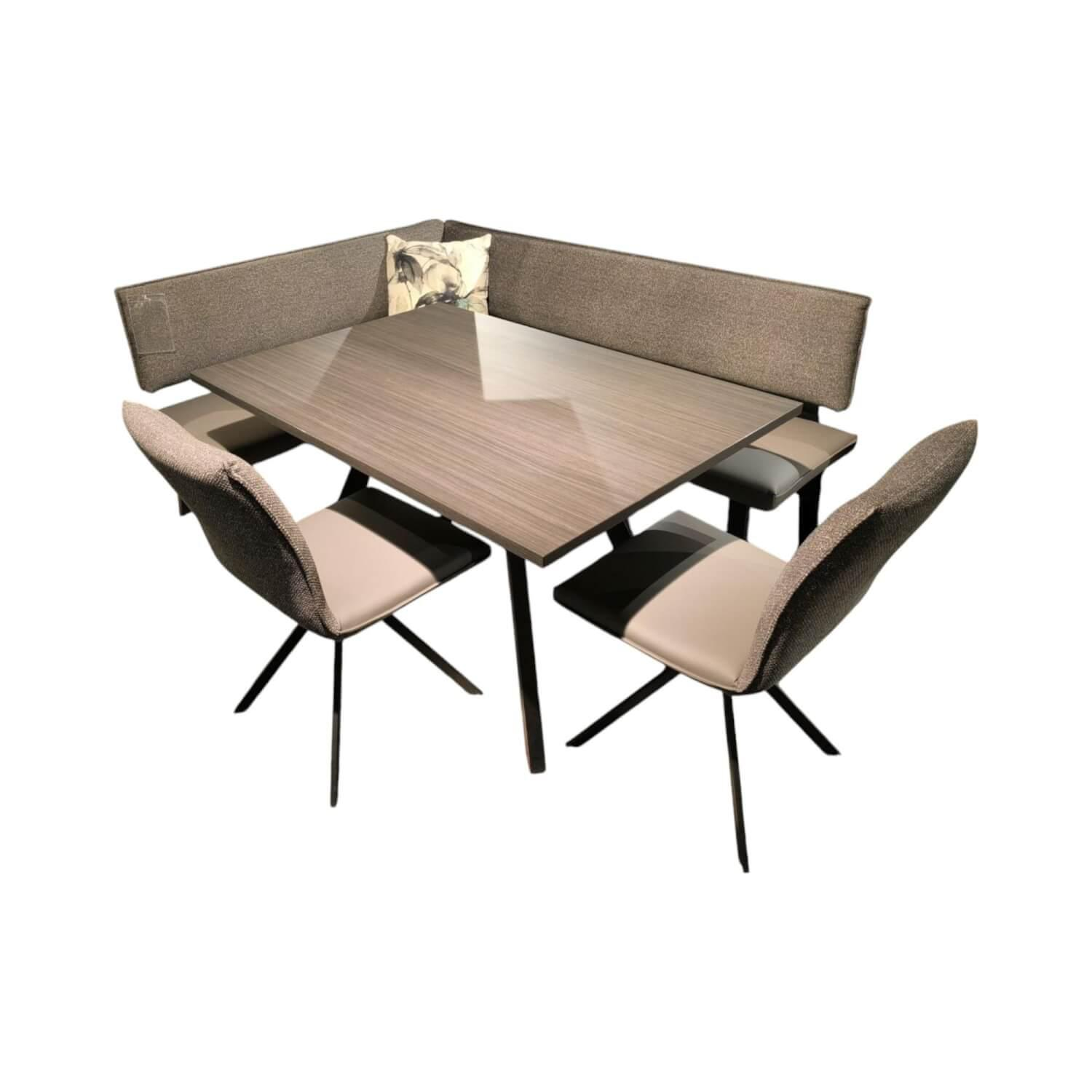 Schösswender - Essgruppe Malta 100 Stoff Wizard 07 Mittelgrau Grau Und Sigma 23 Grau Gestell Metall Schwarz Tisch Oak Grau - 1
