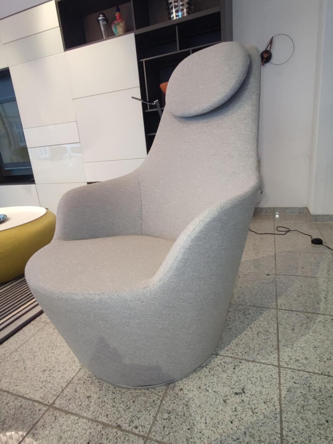 B&B Italia - Sessel Harbor HA80A Stoff Levico Grau Gestell Metallic Grau Lackiert Drehbar Mit Abnehmbarer Kopfstütze - 7