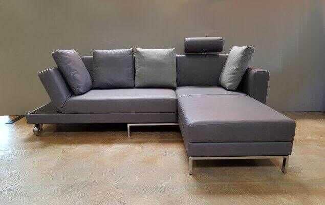 Brühl - Schlafsofa Four-Two Leder Grau Hellbraun mit Schwenkfunktion - 4