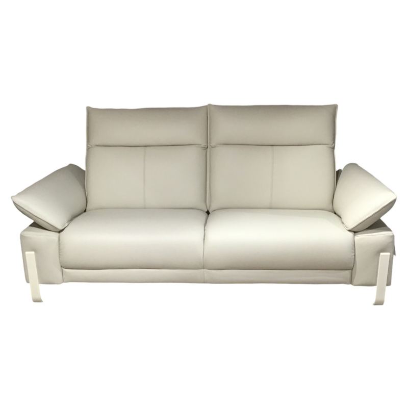 Rom - Sofa Sereno Leder Montana Angora Creme Metallkufe Angora Creme Mit Verstellbaren Kopfteilen - 1