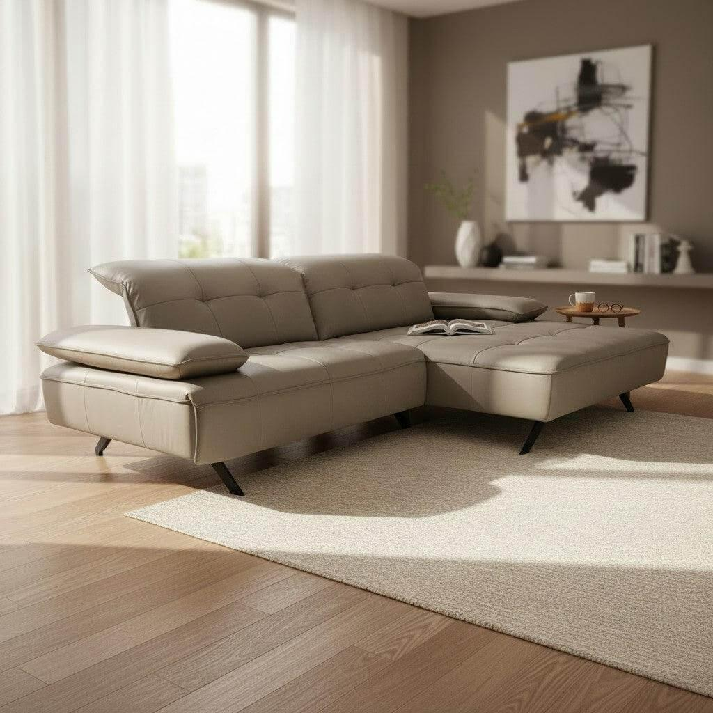 JOOP! - Ecksofa 8111 Square Leder 22 Soft Nappa Shadow Grau Beige Füße Metall Schwarz Mit Elektrischer Verstellung - 7