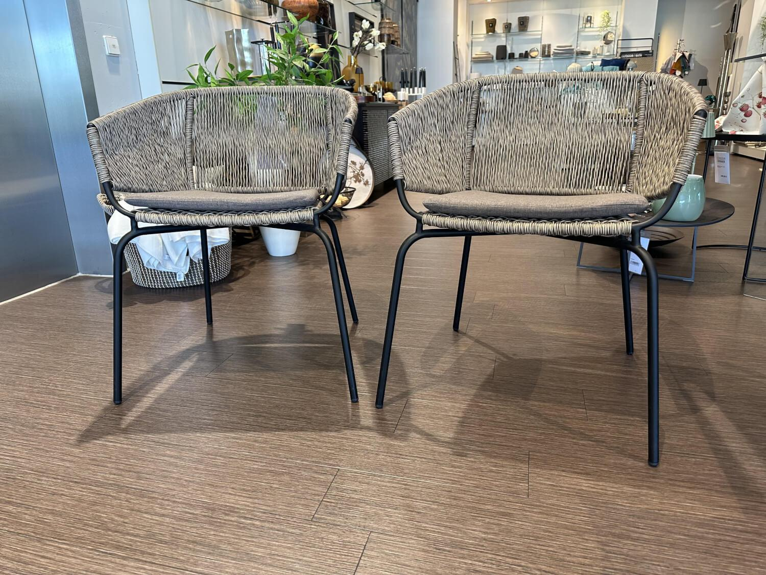 Lambert - 2-er Set Outdoor Stuhl Delphi Stoff Wicker-Kordel Natur Melange Stahlrohr Pulverbeschichtet - 7