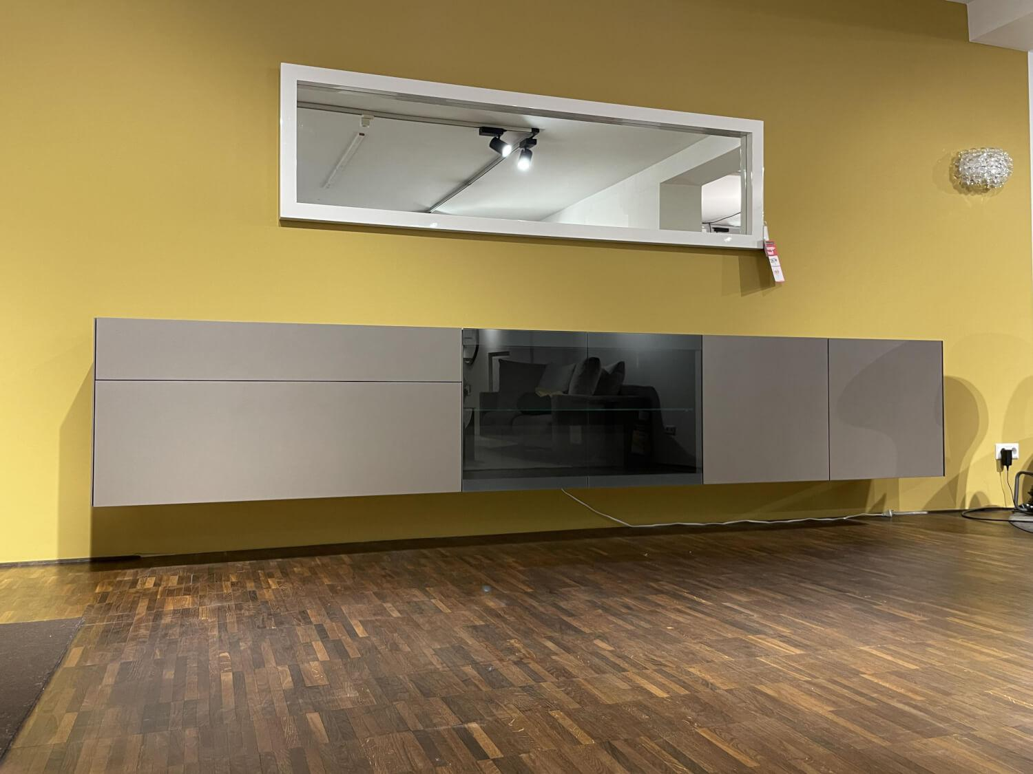 Interlübke - Hanging sideboard Cubus Light lacquer M10 bronze metallic gray Including display cabinet lighting - 3