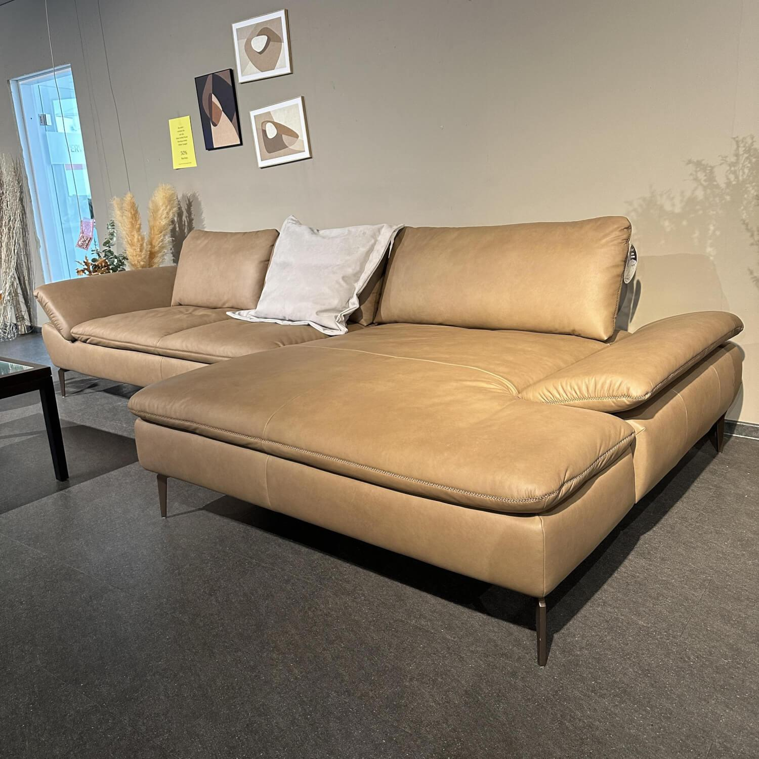 W. Schillig - Ecksofa Montefano Bezug Leder Z6921 Fango Beige Mit Sitztiefenverstellung - 8