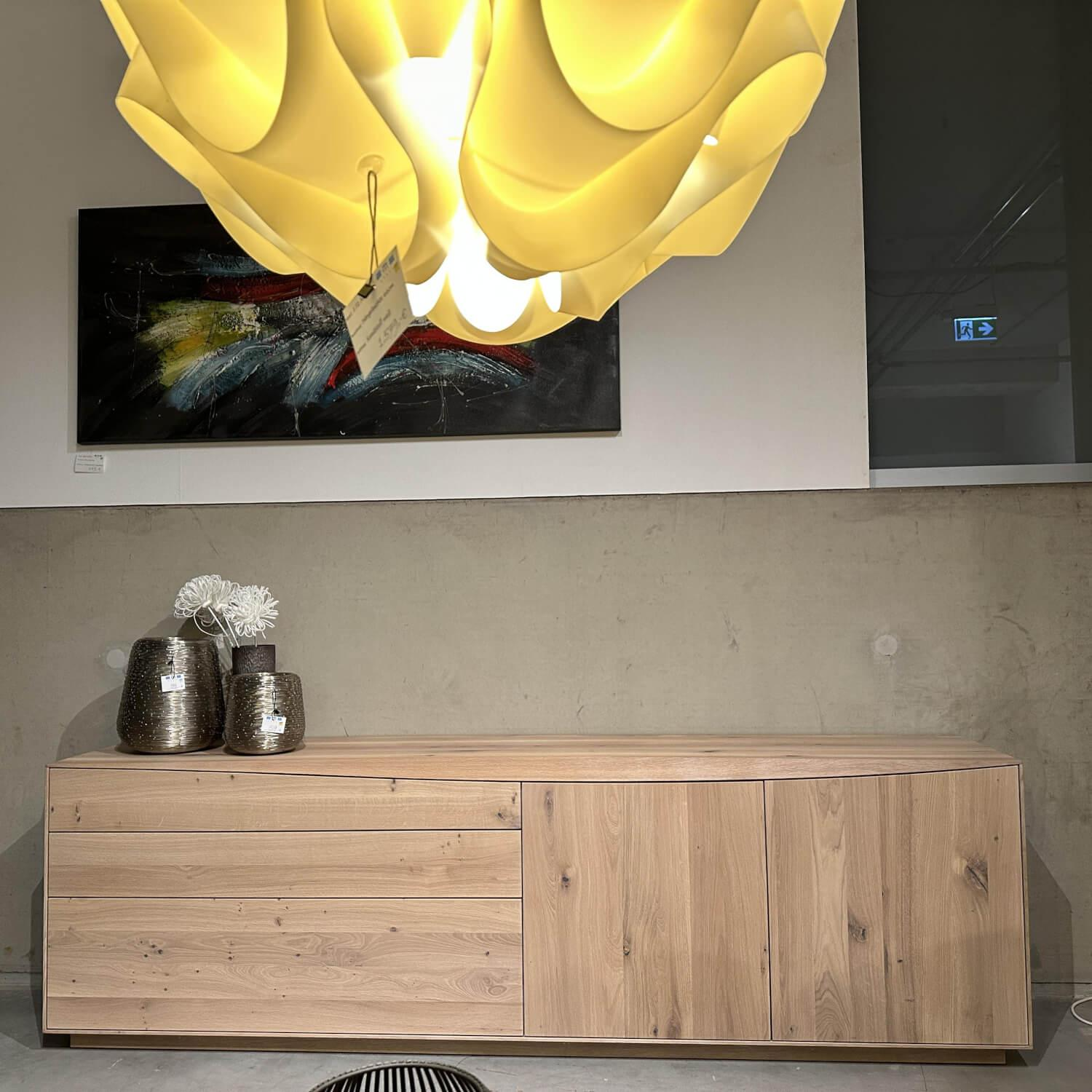 Anrei - Sideboard Puro Wave Massivholz Eiche Weiß Geölt Rückwand Lichtgrau Lackiert Sideboard Puro Wave Massivholz Massivholz Eiche Weiß Geölt Rückwand Lichtgrau Lackiert - 5