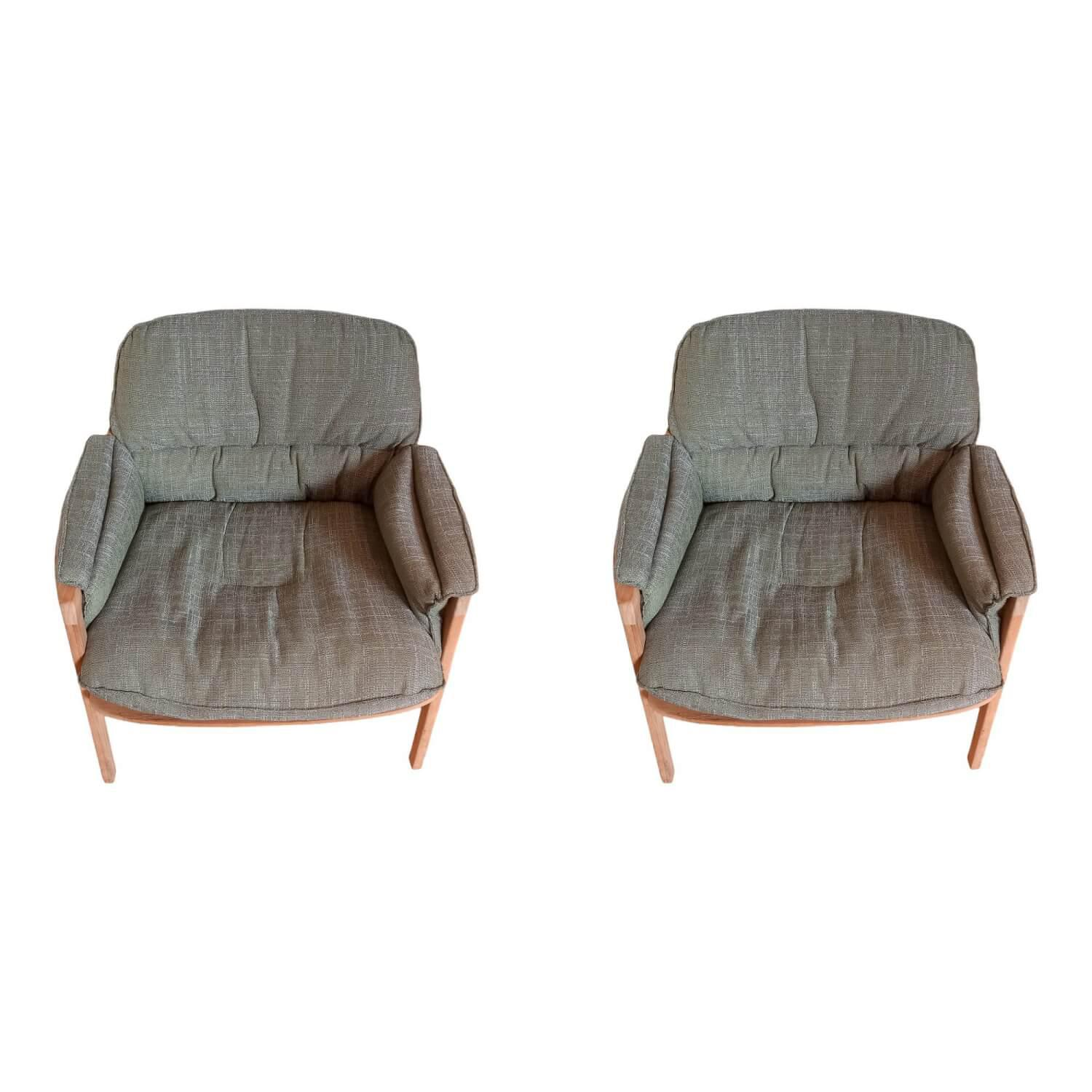 Tribù - 2er-Set Nomad Lounge Chair Bezug Stoff Tagika Moss B189 Grün Gestell Massivholz Teak - 1