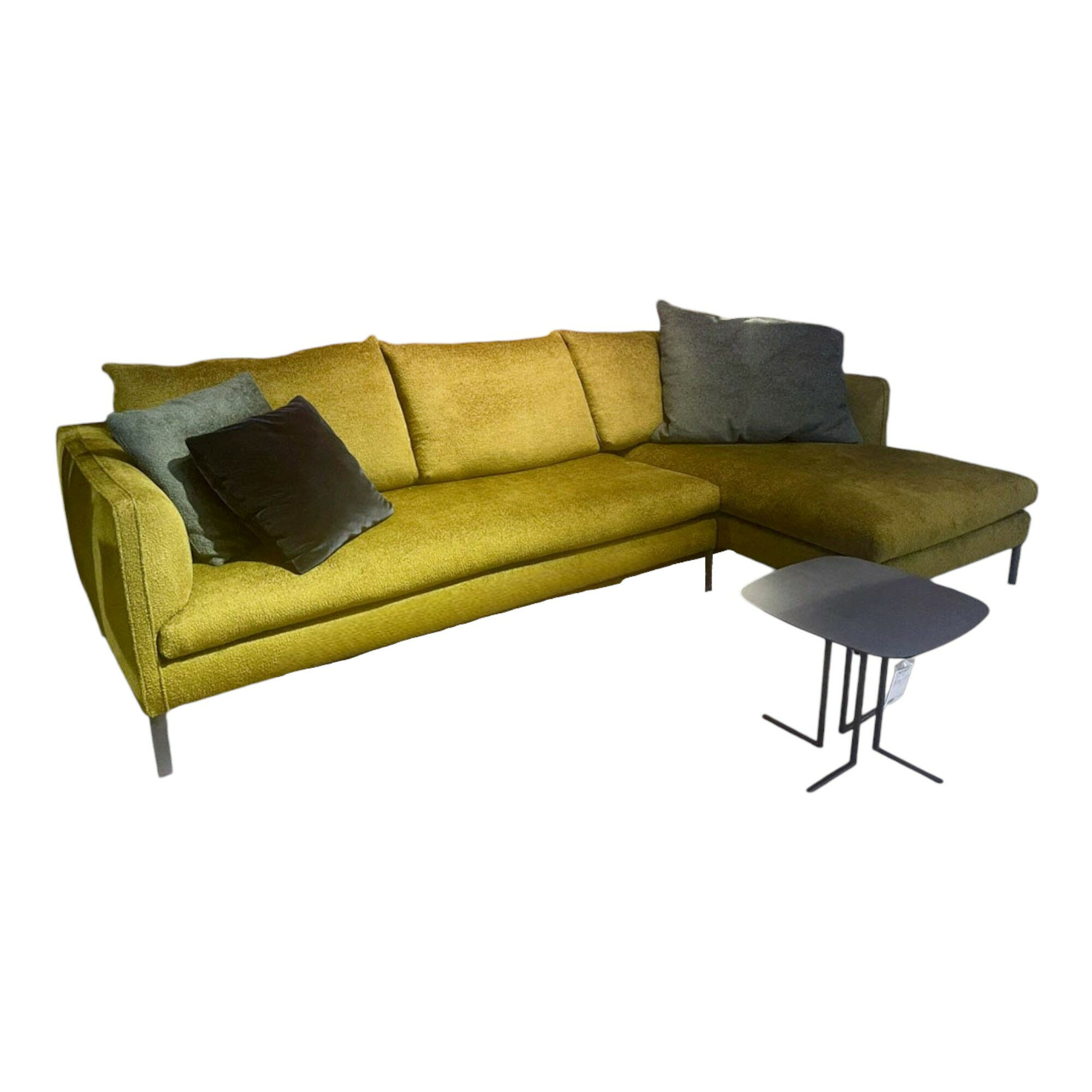 Molteni & C - Ecksofa Paul Stoff Wonder WG 445 Grün Gestell Metall Zinnfarbig Mit Kissen - 1