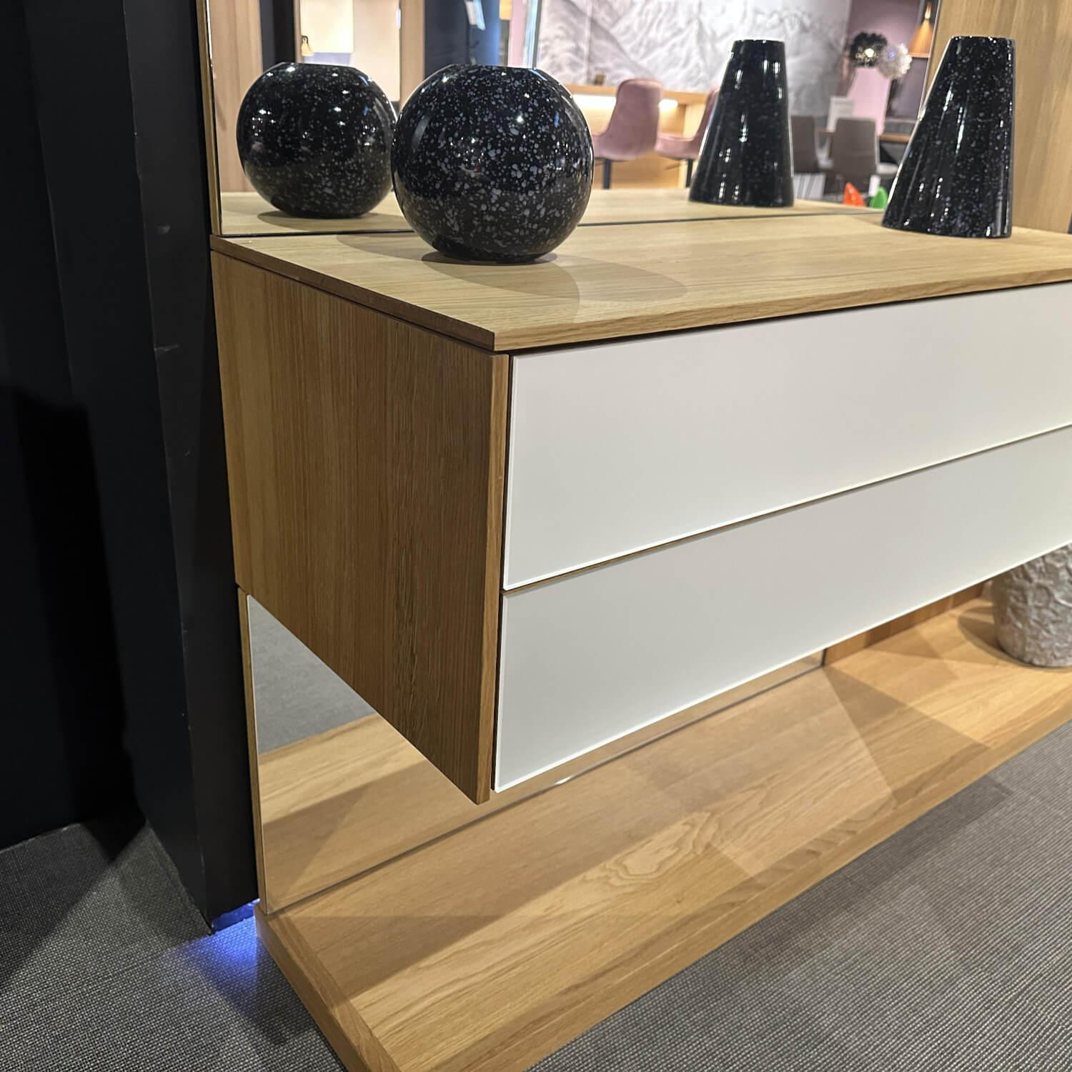 Team 7 - Garderobe Eiche Naturöl Und Glas Pearl Weiß Inklusive 4 Schuhfächer Aus Holz - 4