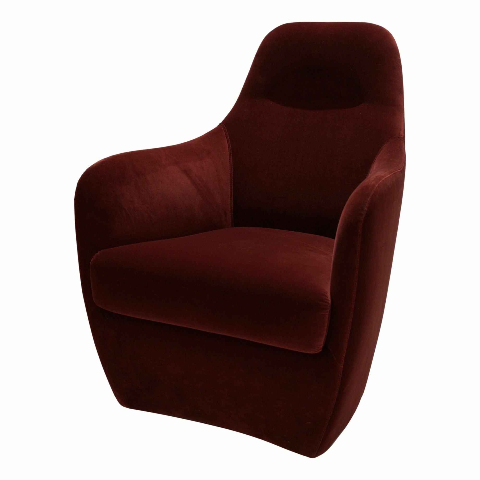 Wittmann - Sessel Bonnie Stoff Velvet Samt Bordeaux Rot Füße Drehteller  - 1