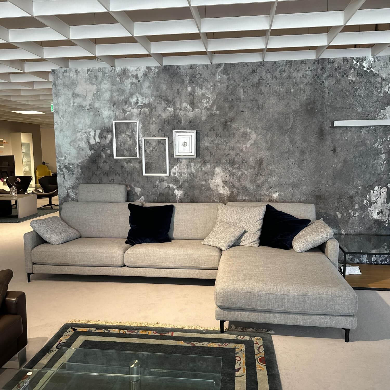Rolf Benz - Ecksofa 011 Ego G Stoff 18 113 Signalgrau Gussfuß Aluminium Glatt Verkehrsschwarz Inklusive Kopfstütze Und Kissen - 3