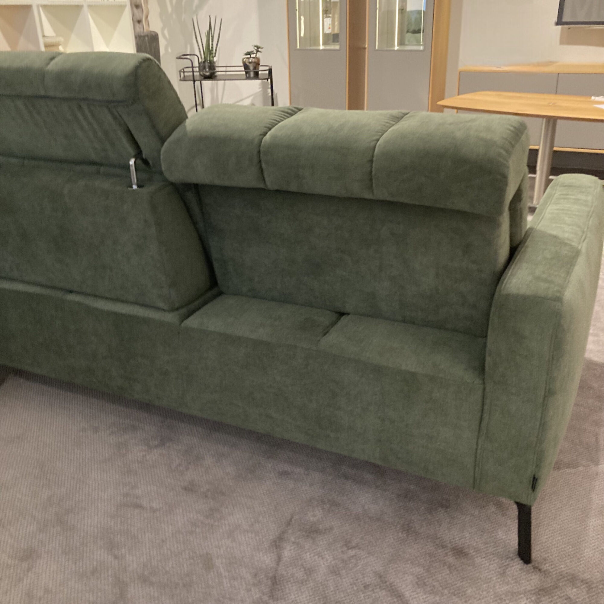 Musterring - Ecksofa MR 4615 Stoff Matrix Oliv Grün Füße Metall Schwarz Matt Mit Teilmotorischer Rückentiefenverstellung - 5