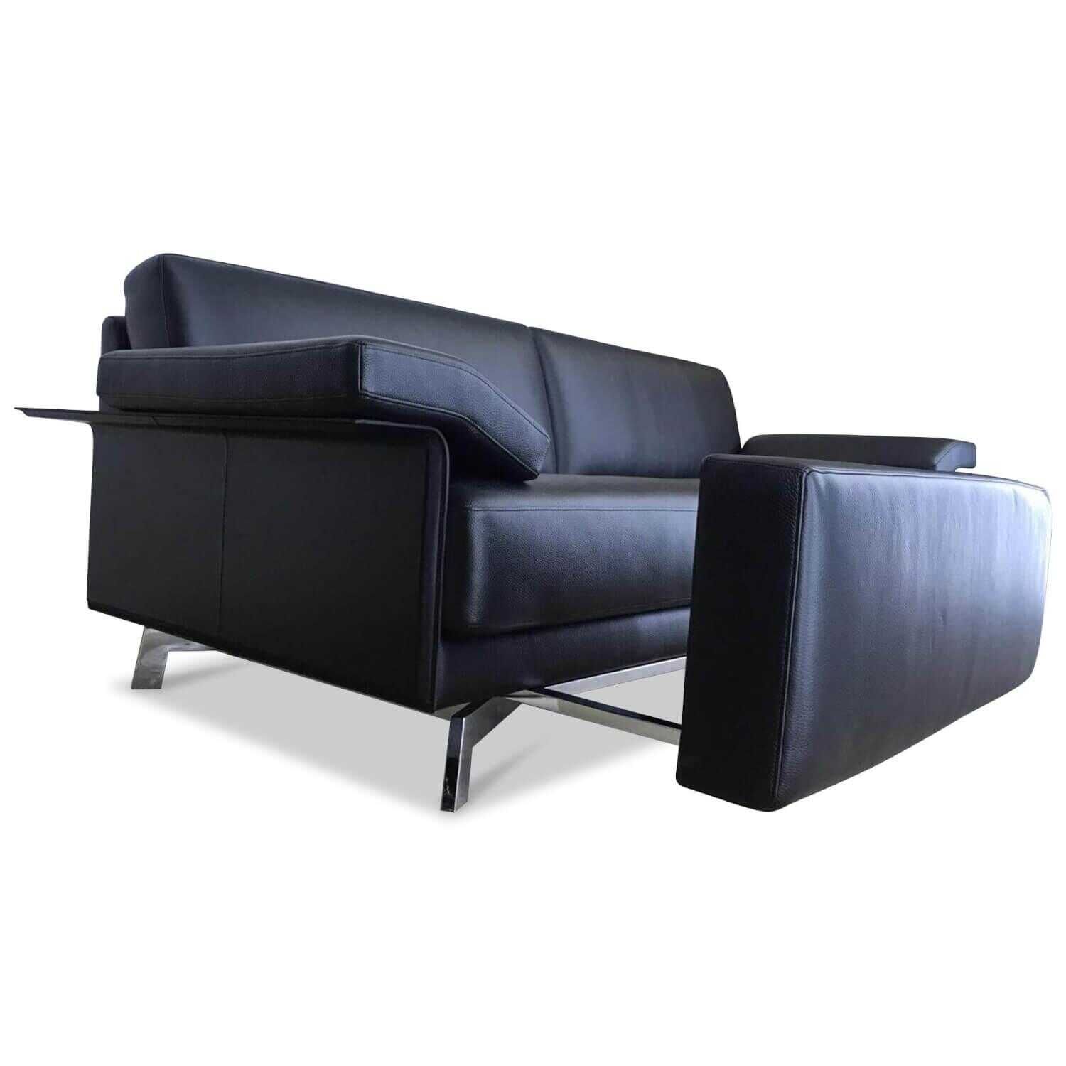 Sofa AV 550 Leder Schwarz mit Fußablage