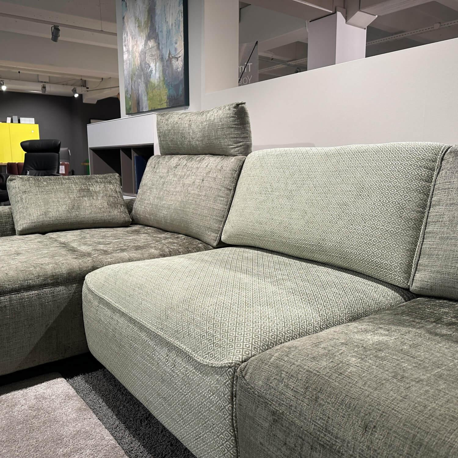 WK Wohnen - Ecksofa Cubico 640 Stoff JAB 23032/22031 Grau Grün - 2