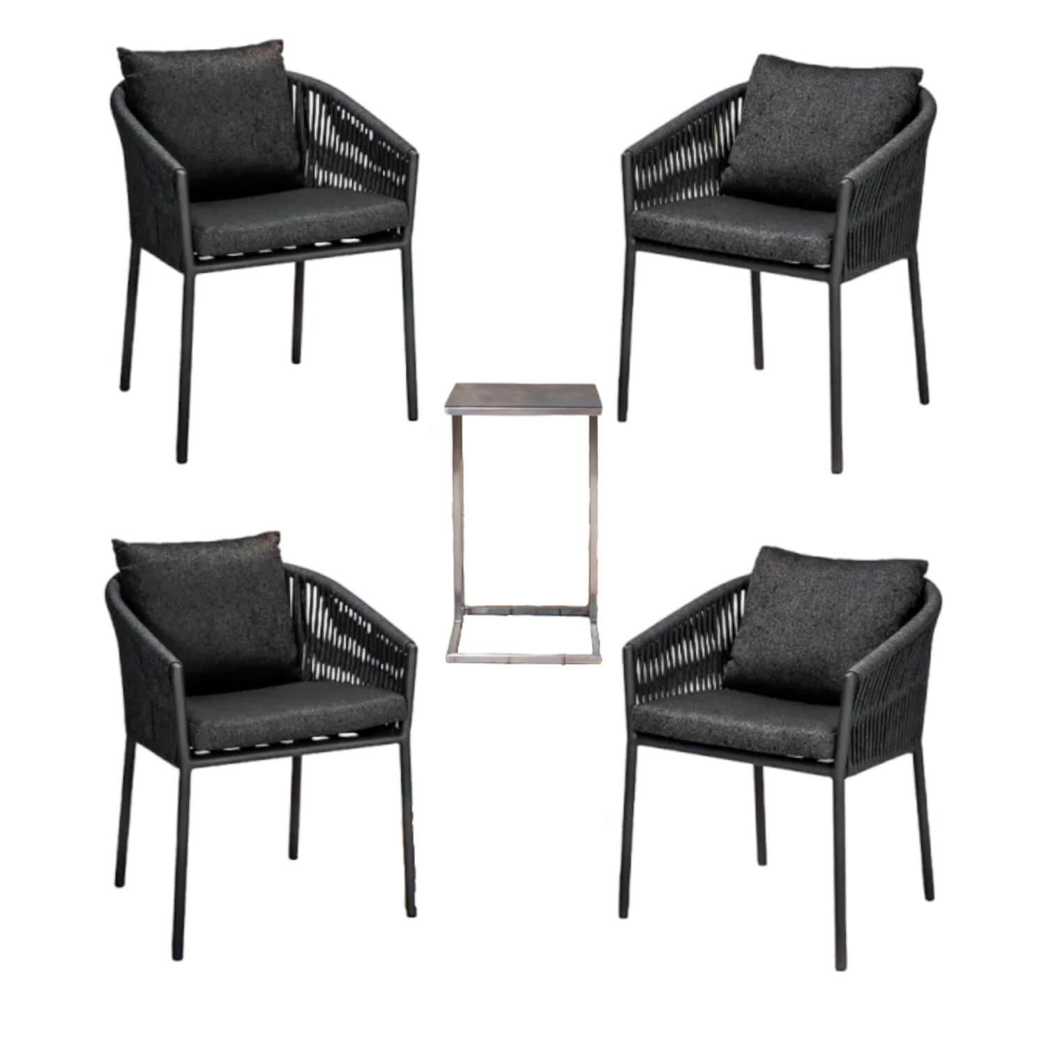 Gescova - Set of 4 chairs Gabon anthracite dark gray Alu Charcoal - 1