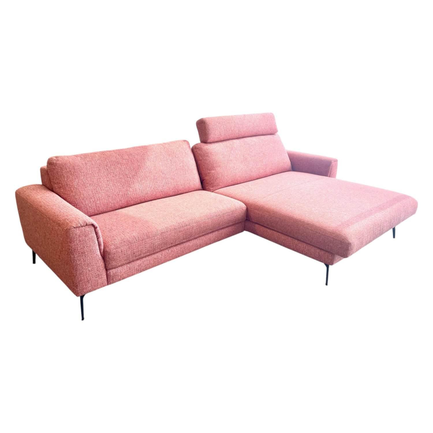 Contur - Ecksofa Enna Stoff Marinet Coral Rosa Füße Metallwinkel Schwarz Inklusive Relaxfunktion - 1