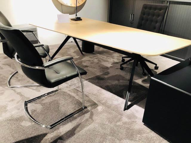 Renz - Schreibtisch Star Eiche Hell Lack Schwarz Untergestell Schwarz Mit Separatem Container - 2