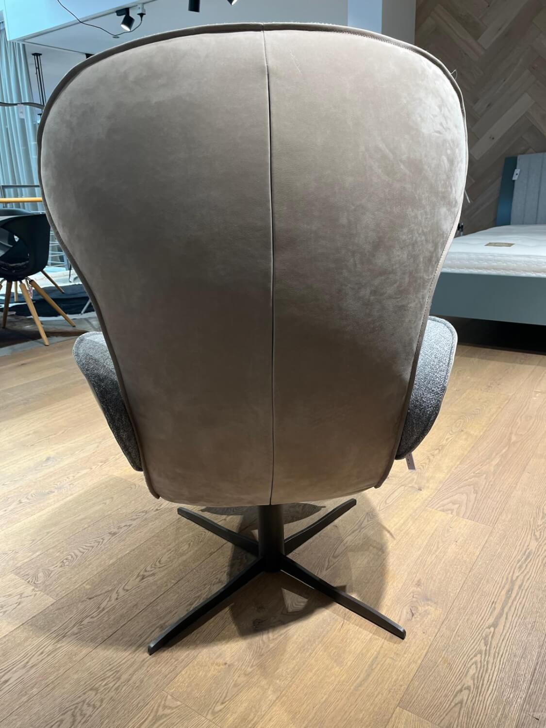Jori - Relaxsessel Daydreamer Außenseite Leder Nubuck Cream Innen Stoff Grau - 7