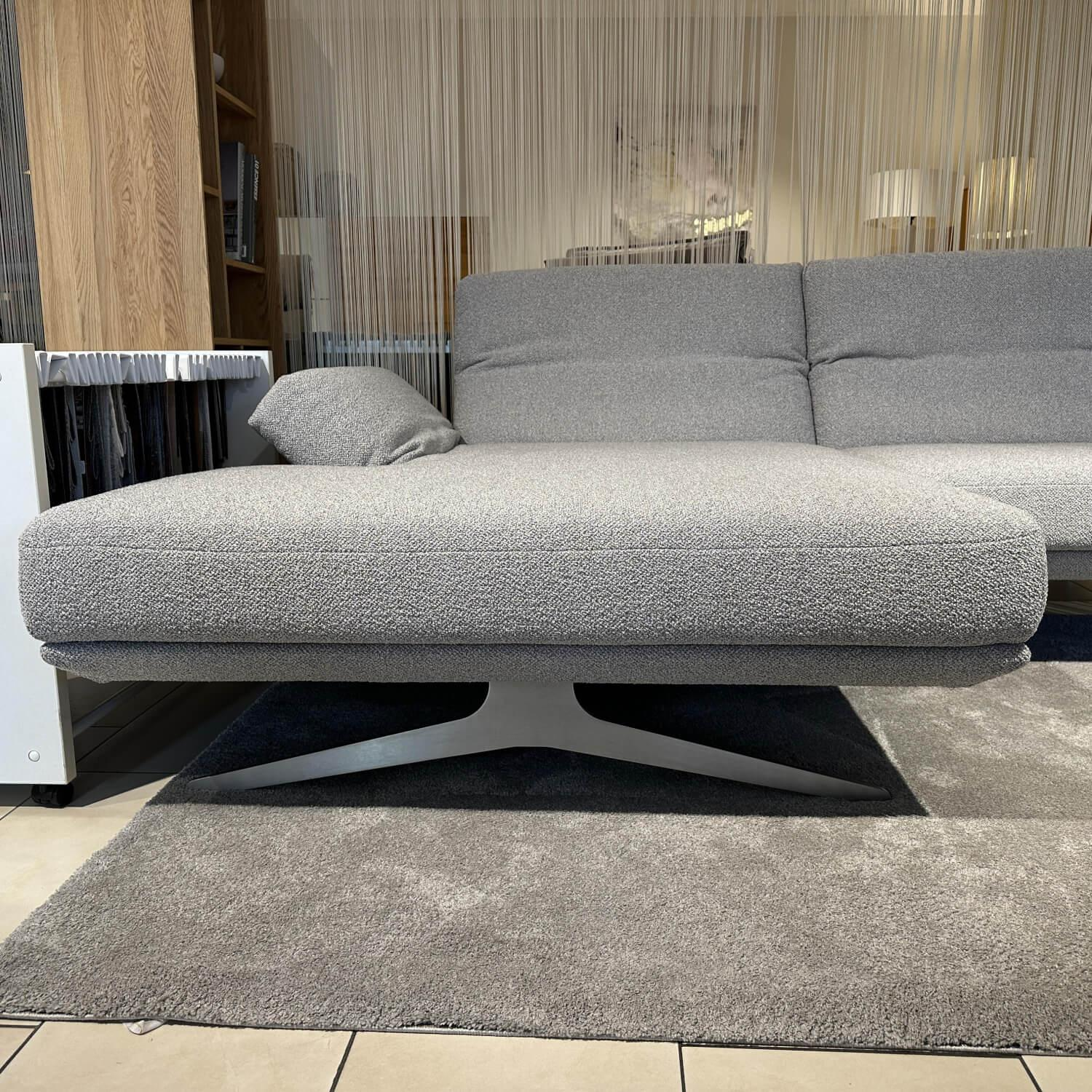 Koinor - Ecksofa Wesley Stoff 13 Cosmos 20 Grau Metallkufe Nickel Satiniert Edelstahloptik Mit Verstellung - 6