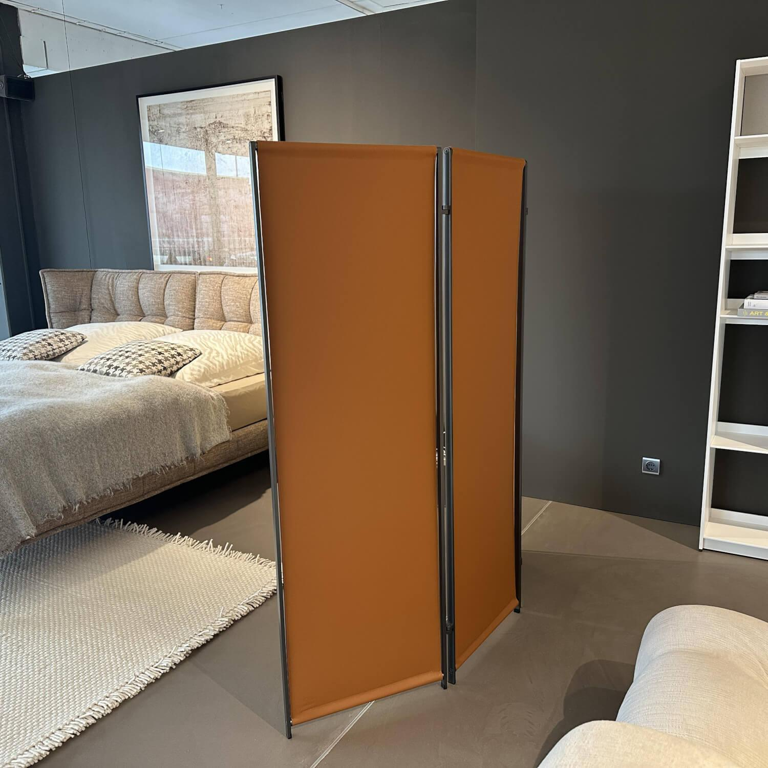 B&B Italia - Paravent Quiet Lines Leder Gamma 370 Terra Braun Gestell Nickel Bronzefarben Lackiert - 6