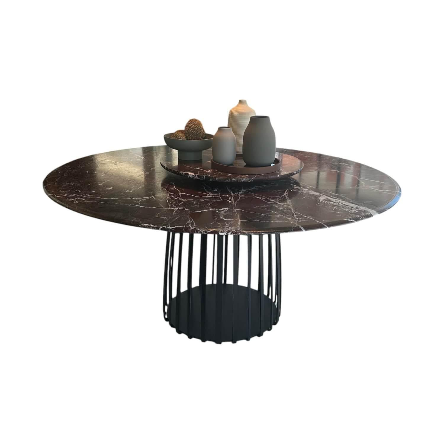Janua - Tisch BC 07 Basket Platte Stein Rosso Lepanto Schwarz Rot Streben Tiefschwarz Schwarz Mit Drehteller Lazy Susan - 1