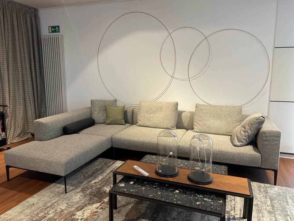 Walter Knoll - Ecksofa Jaan Living Stoff Savannah 7883 Platinum Grau Füße Metall Matt Schwarz Inklusive Kissen - 3