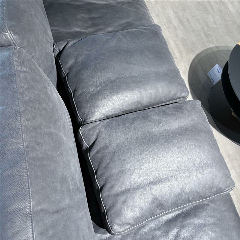 Brühl - Sofa 3-Sitzer Alba Leder Taron Schwarz Füße Metallkufen Glänzend Verchromt - 5