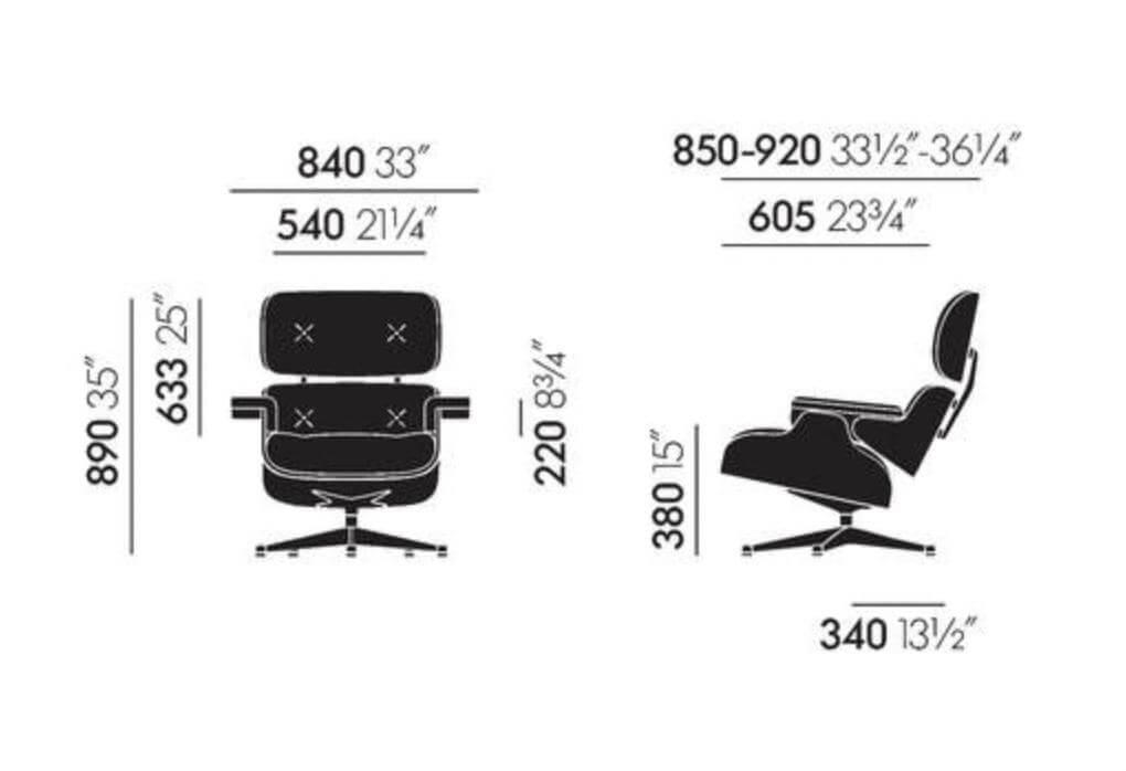 Vitra - Sessel Lounge Chair Leder Premium F Schwarz Holz Palisander mit Ottoman - 4