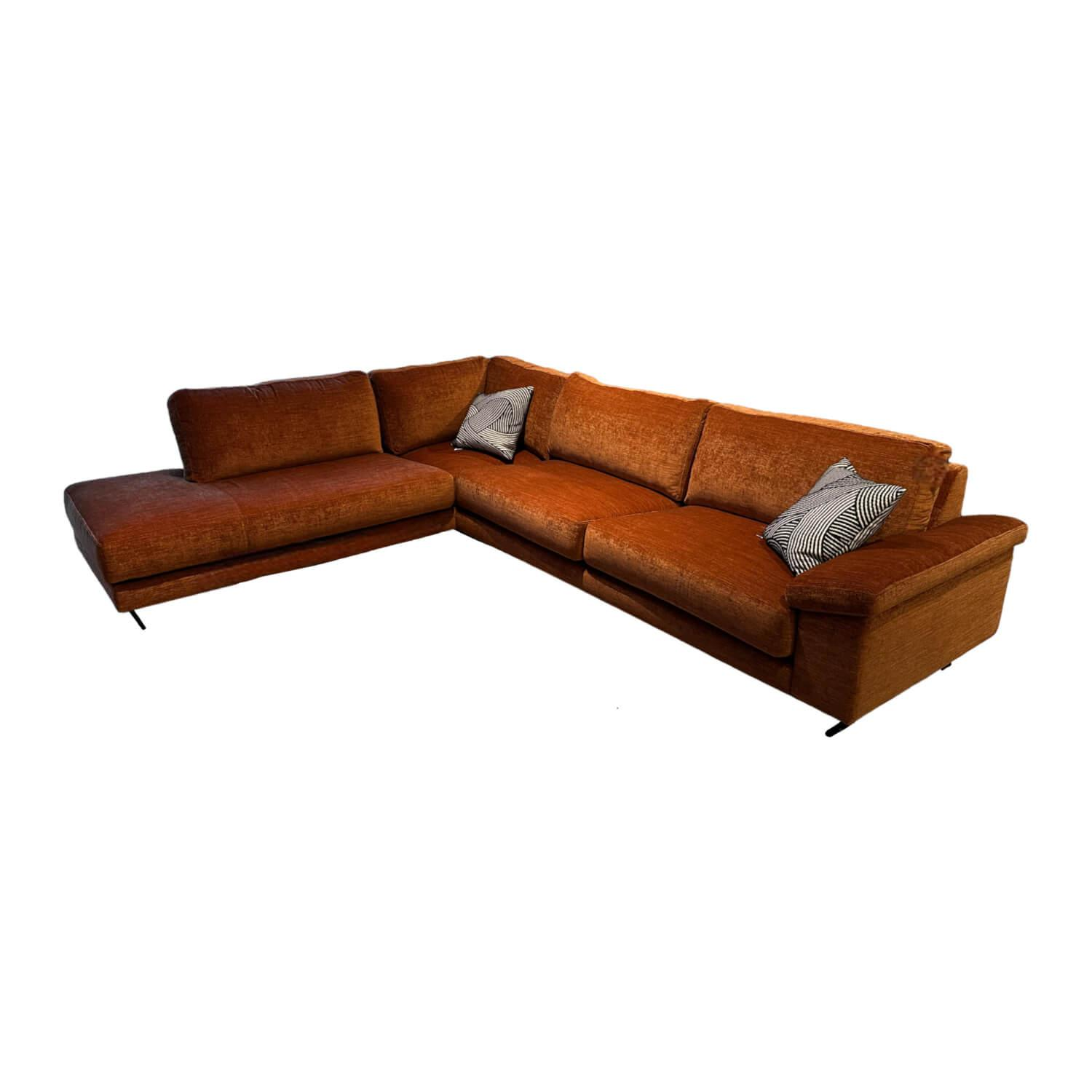 Violetta - Ecksofa Vita 14 Stoff Verotex Hawk 20 Canyon Kupfer Orange Kufe Schwarz Ohne Dekokissen - 1