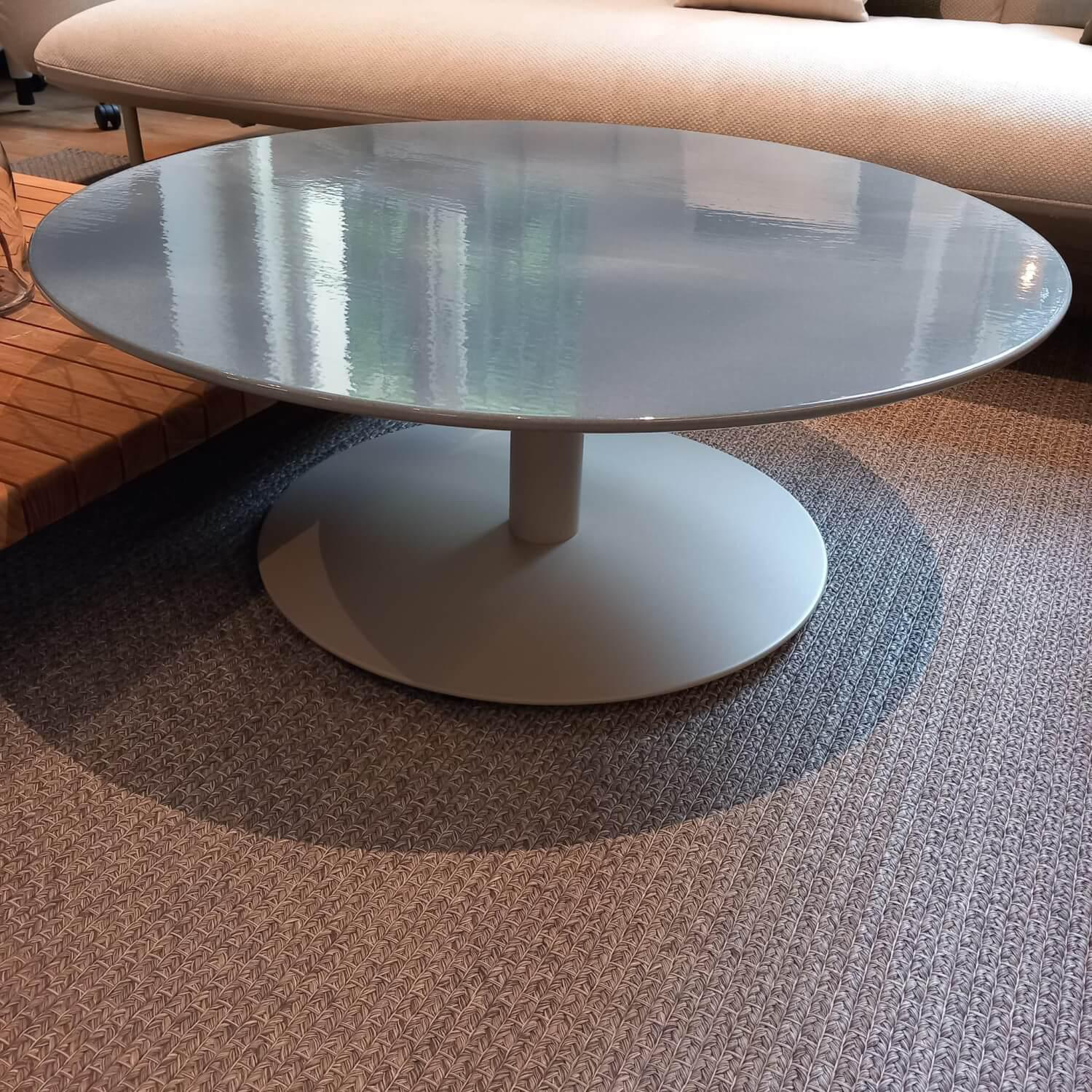 Couchtisch T Table Coffee Tischplatte Glasierte Lava Stone Ocean Grau Blau Gestell Und Fuß Edelstahl Beige