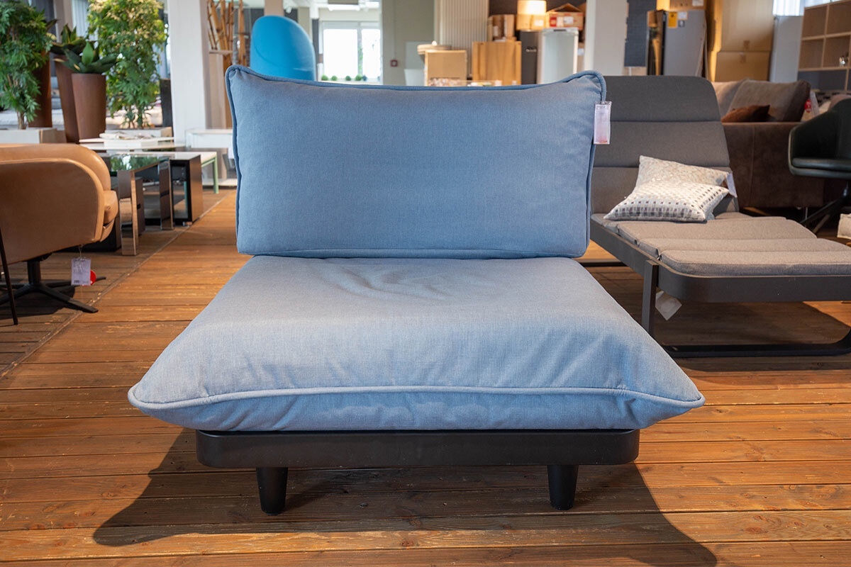 Fatboy - Sessel Paletti Outdoor Stoff Olefin Storm Blue Blau Grau Gestell Stahl Schwarz Inklusive Hocker - 10