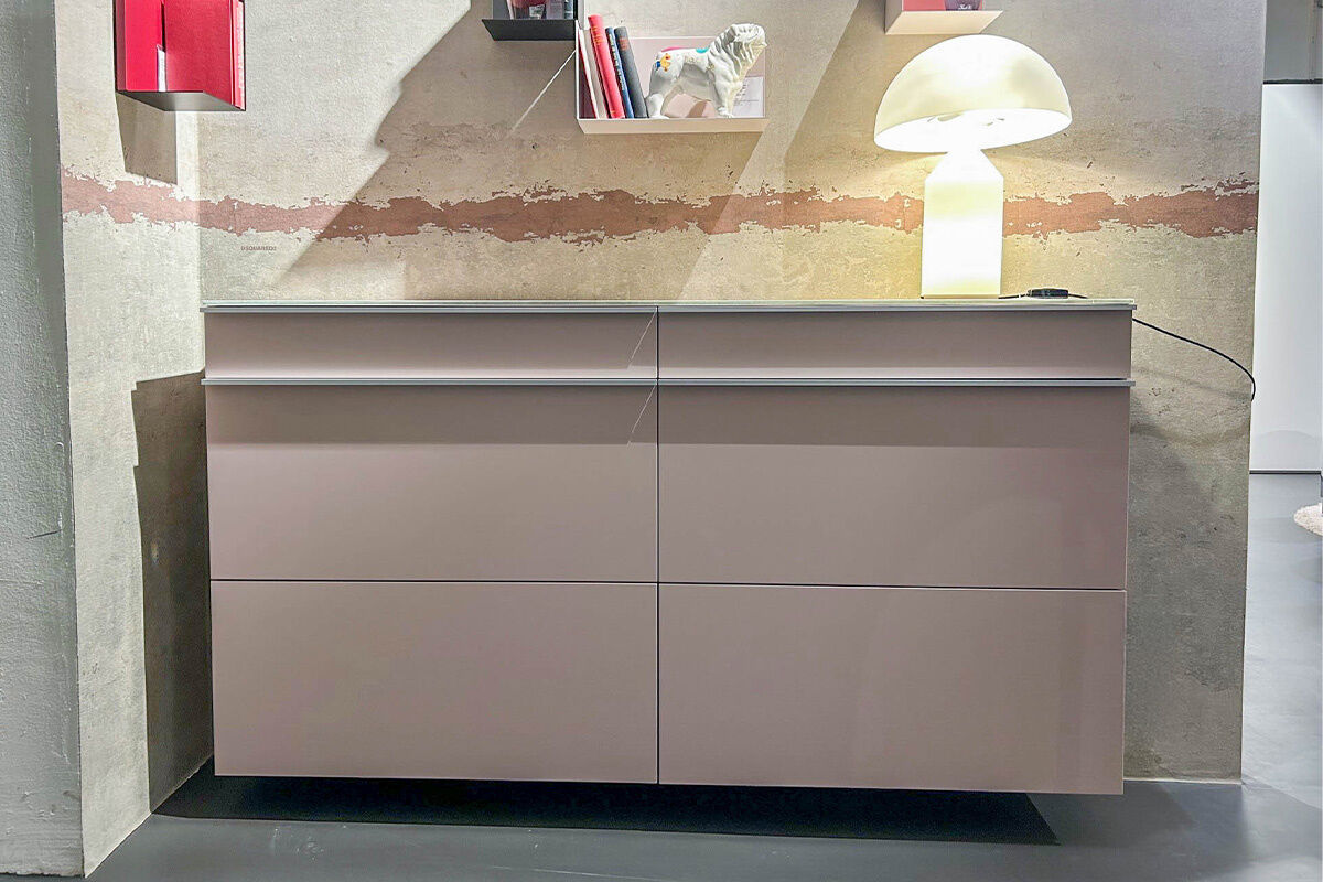 Schönbuch - Schuhschrank Basic MDF Lackiert Altrosa Abdeckplatte Glas  - 5