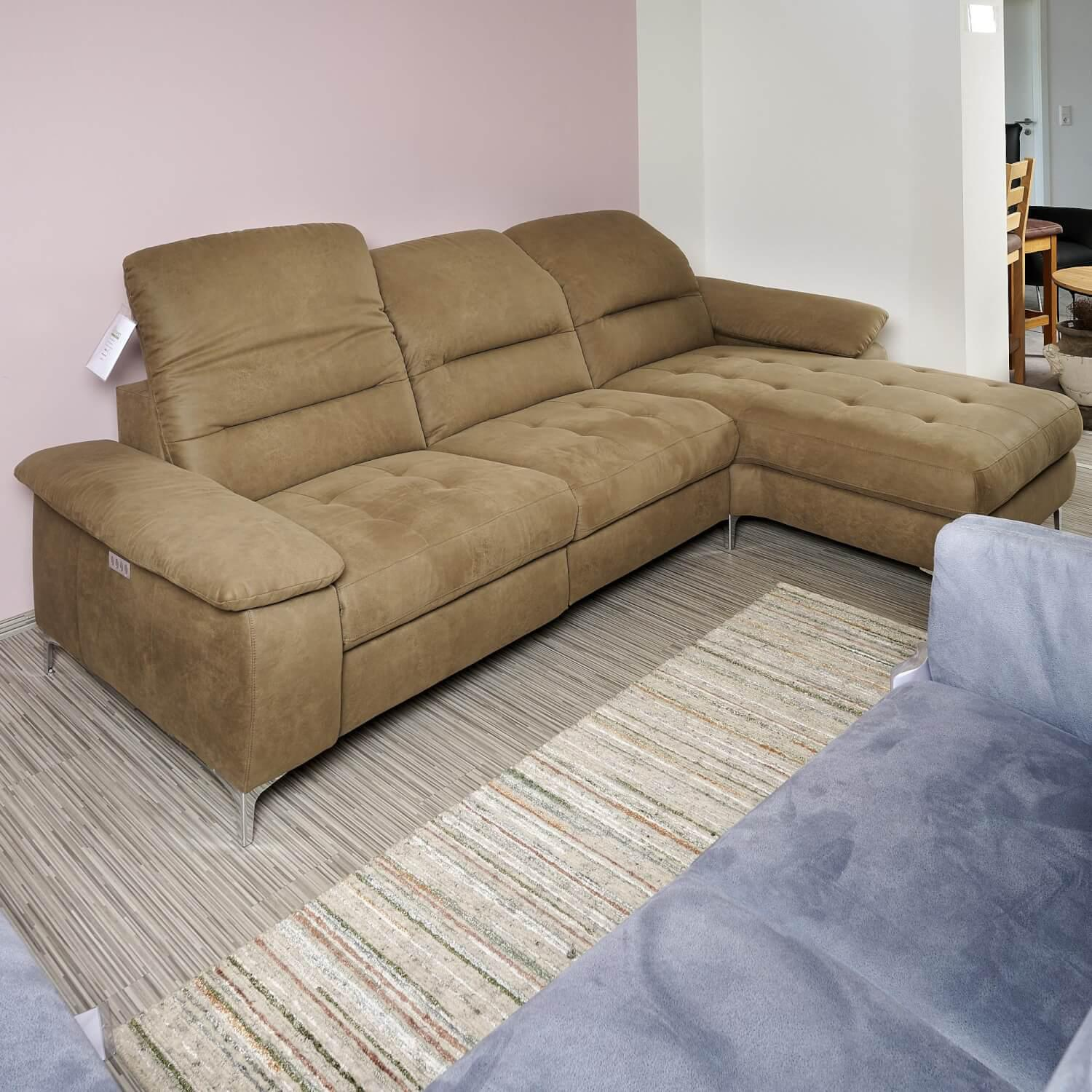 Carina - Upholstered suite 2600 Motorized Cover Clash Olive Metal feet shiny chrome - 6