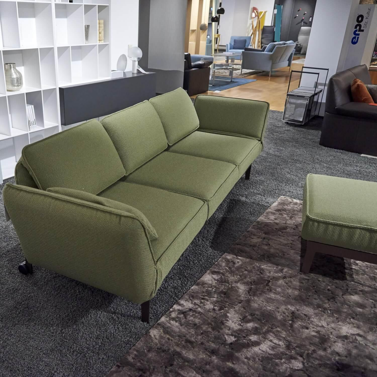 Rolf Benz - Sofa Mera Stoff 24.554 SchilfgrünGestell Stahl Feinstrukturiert Pulverbeschichtet mit Bank - 21