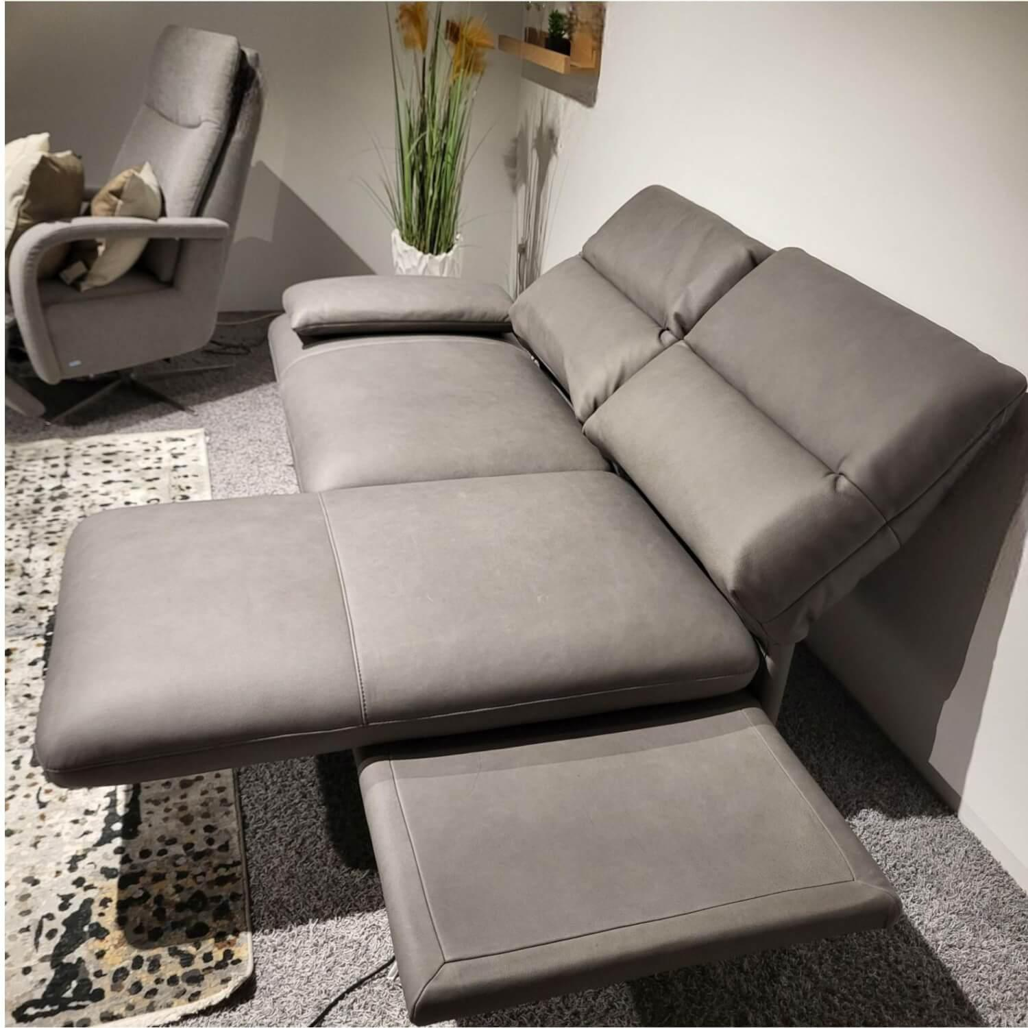 Comfort Republic - Sofa Klier ConceptNo 1 Leder L40 Grey Grau Füße Edelstahl Gebürstet Mit Rückenverstellung - 4