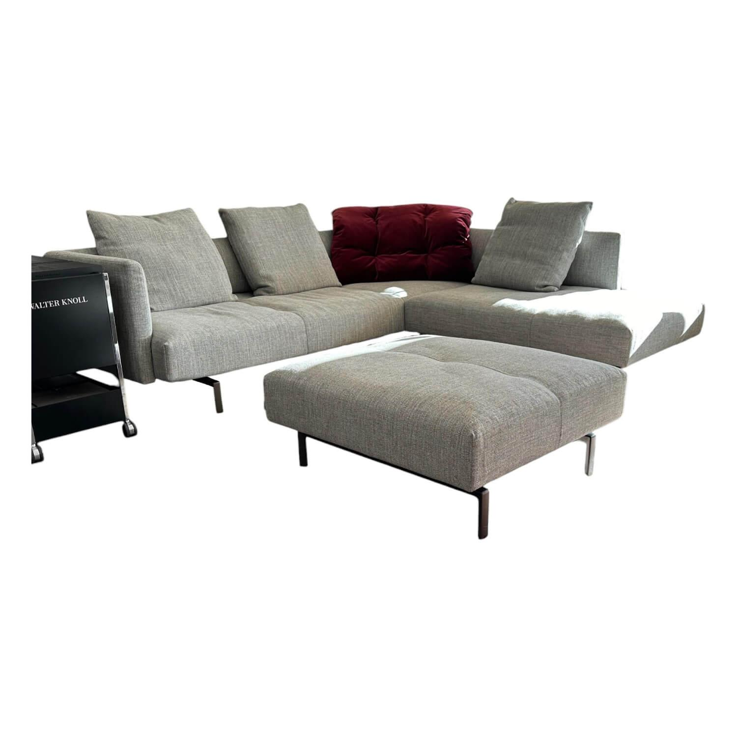Walter Knoll - Ecksofa Muud Stoff Togba 7854 Pebble Grau Gestell Matt Pulverbeschichtet Bronze Schwarz Inklusive 3 Rückenkissen Und 2 Dekokissen - 1